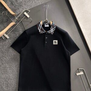 Burberry Black Lapel Short Sleeve Polo Shirt Men's Size XL